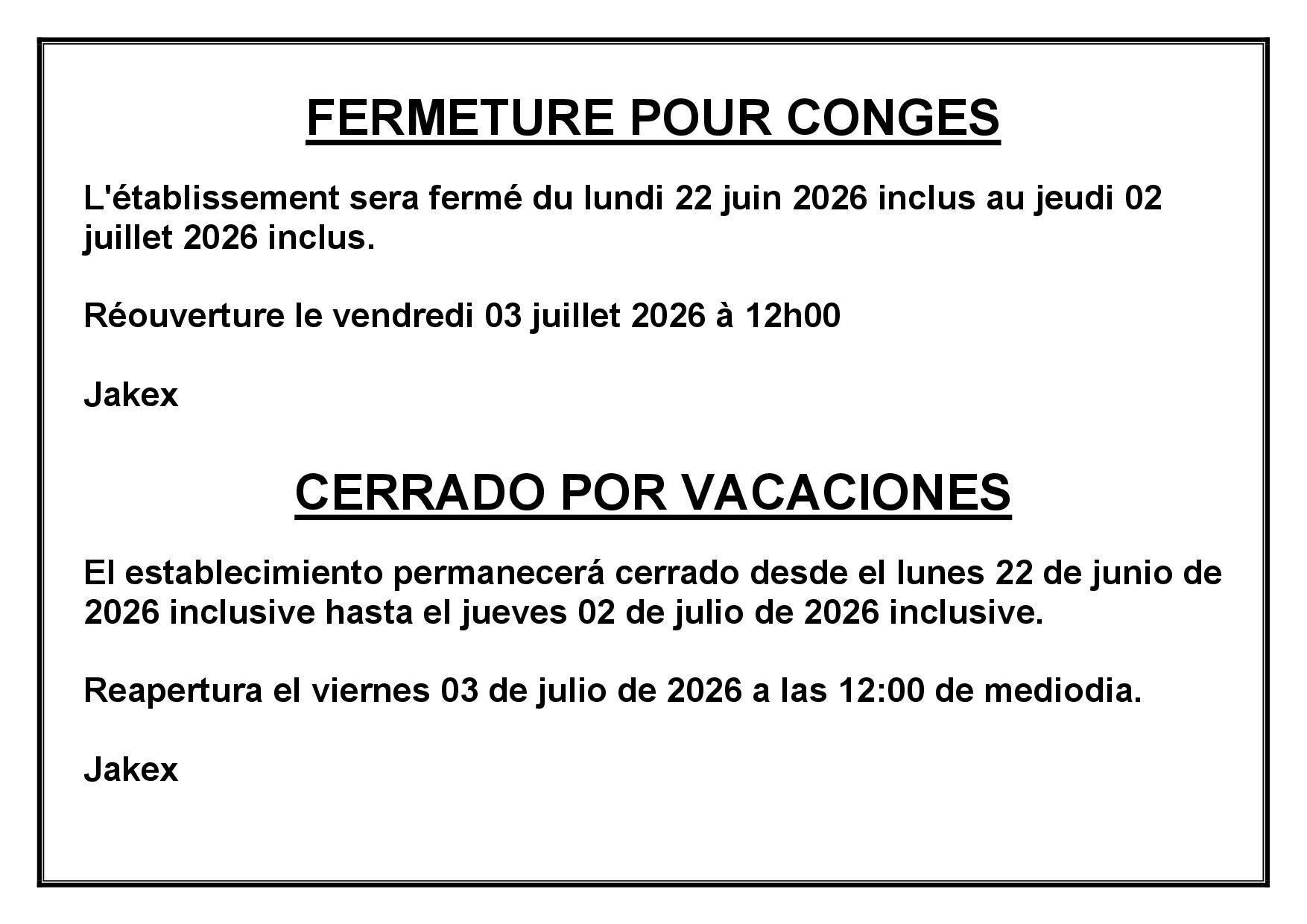 Beaulieu affiche fermeture conges juin juillet 2026 260608